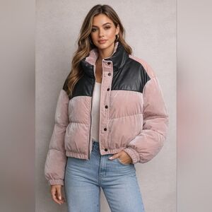 Celebrity Pink Black and Pink Puffer Jacket